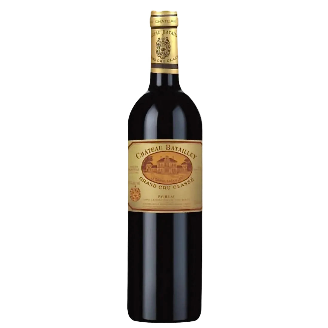 Château Batailley Pauillac 2017 Grand Cru Classé red wine bottle with gold label, showcasing Bordeaux elegance. Available at FINE & WILD UK.