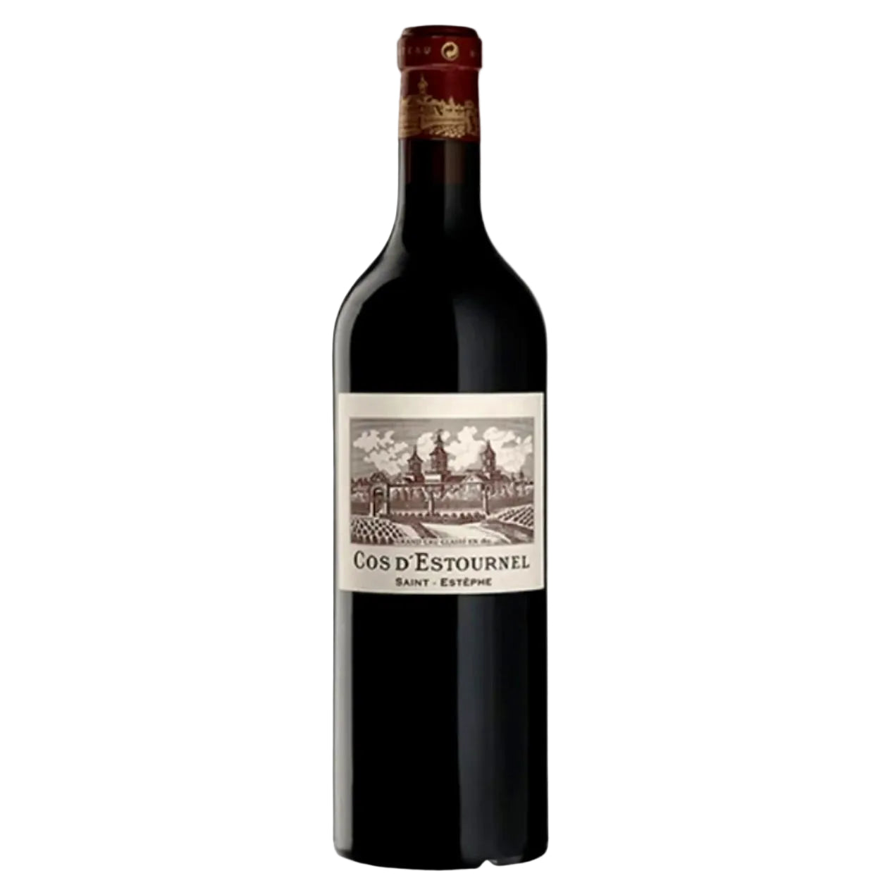 Château Cos d'Estournel 2014 red wine bottle from Saint-Estèphe with detailed estate label, available at FINE & WILD UK.