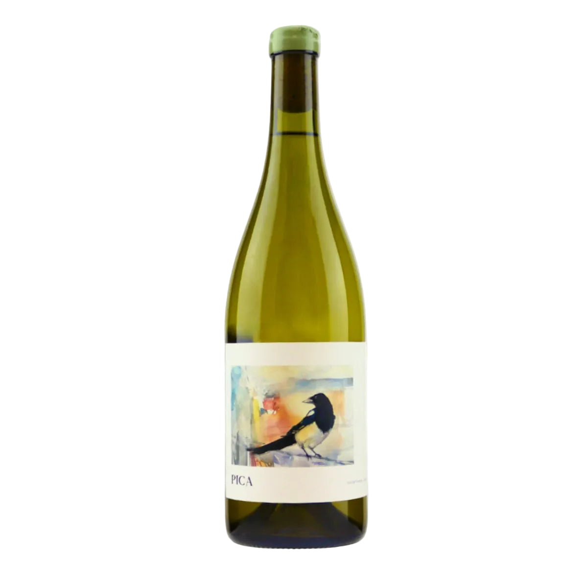 Château Daugay Le Pica 2023 Merlot Blanc white wine bottle with artistic magpie label, rare Bordeaux blend available at FINE & WILD UK.