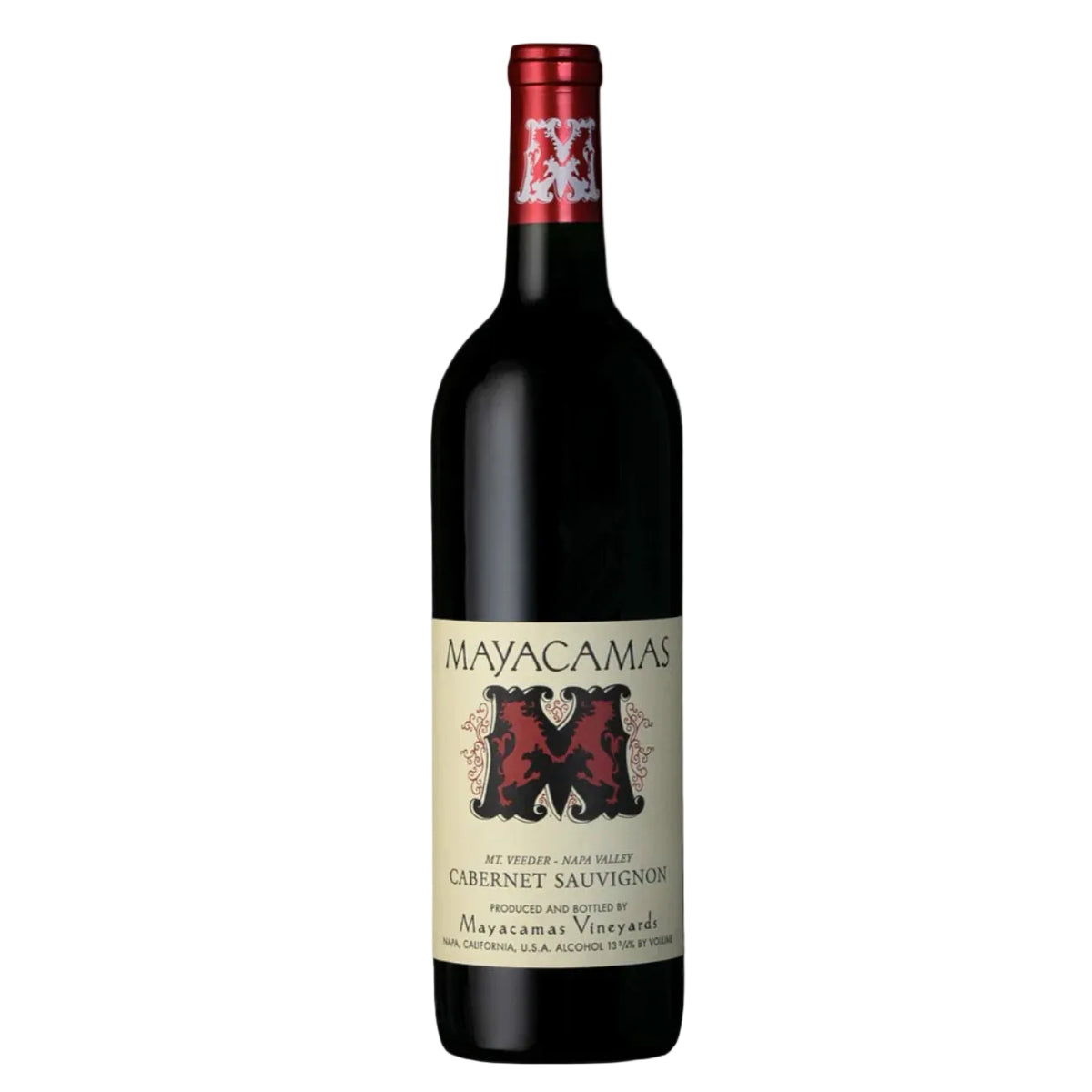 2018 Mayacamas Cabernet Sauvignon Mount Veeder red wine bottle with vintage label, premium Napa Valley wine sold by FINE & WILD UK.