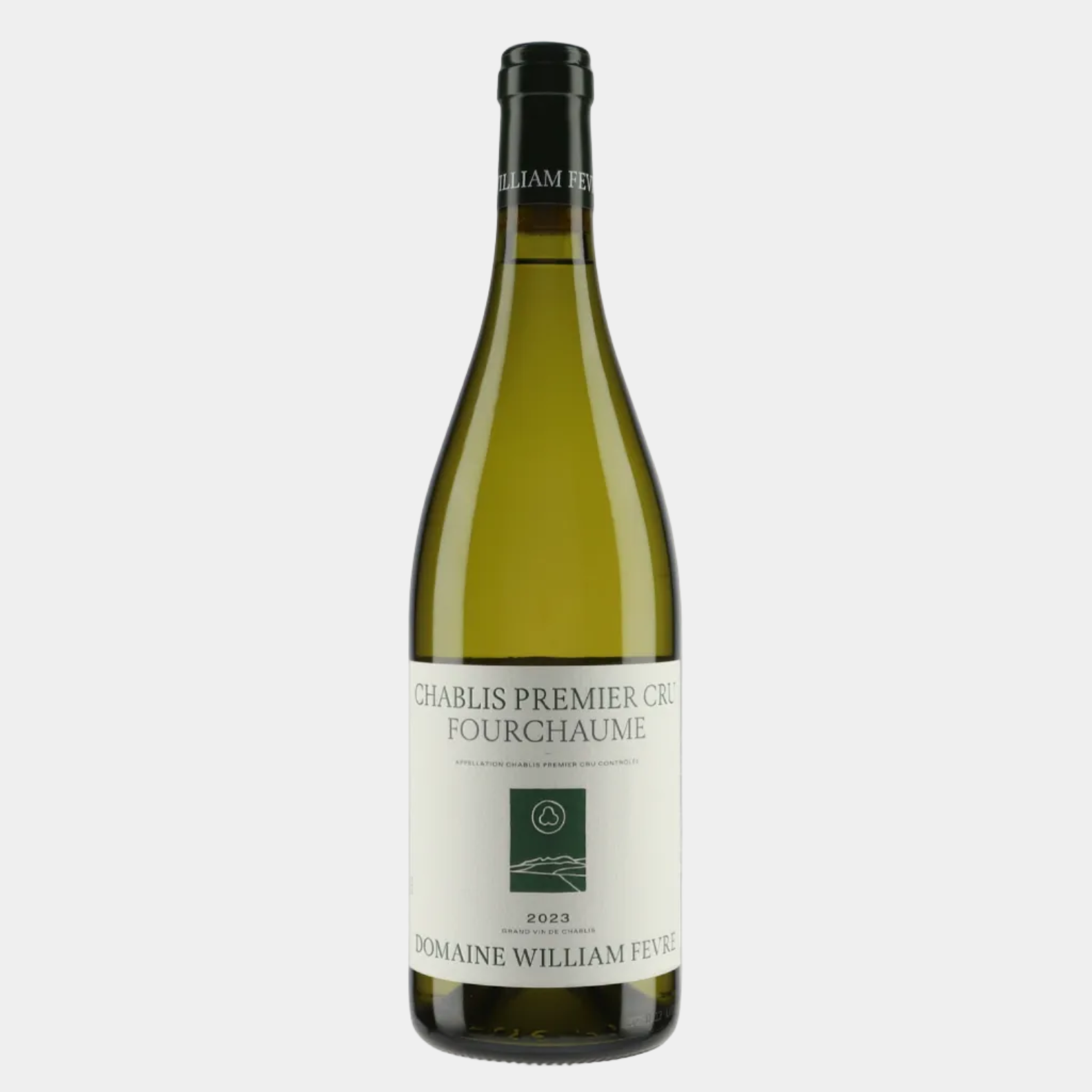 Wine bottle with a white label on a white background