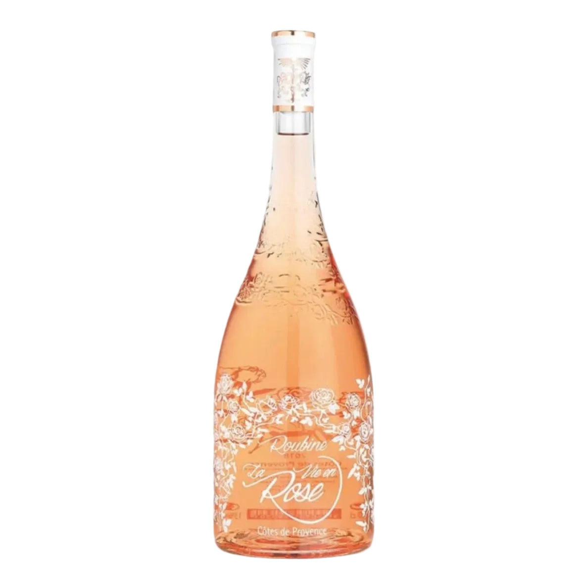 La Vie En Rose Château Roubine Rosé 2024 in elegant floral-etched bottle, premium Provence wine available at FINE & WILD UK.