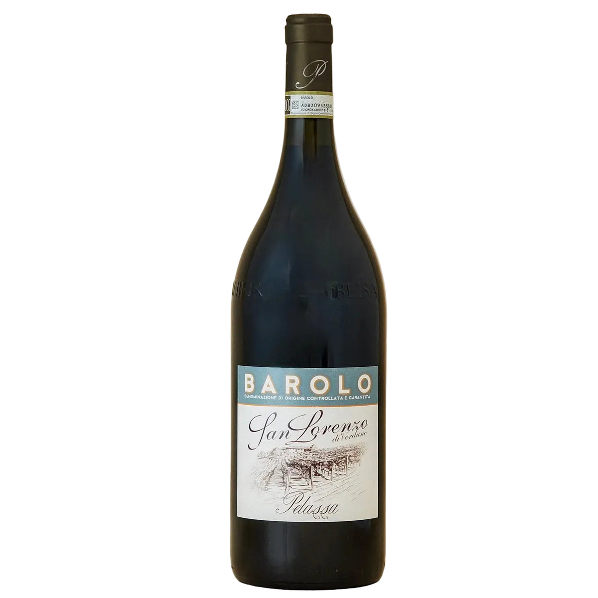 Pelassa Barolo San Lorenzo di Verduno 2019 red wine bottle from Piedmont, featuring classic Nebbiolo notes. Available at FINE & WILD.