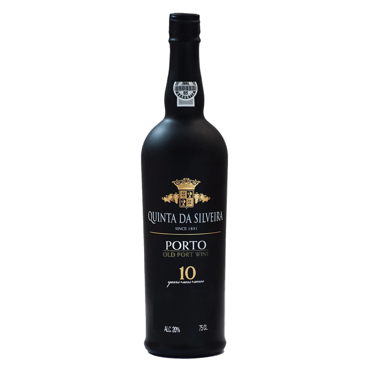 Quinta da Silveira 10 Year Old Tawny Port wine bottle from Douro Valley with black matte finish and gold label, sold by FINE & WILD.