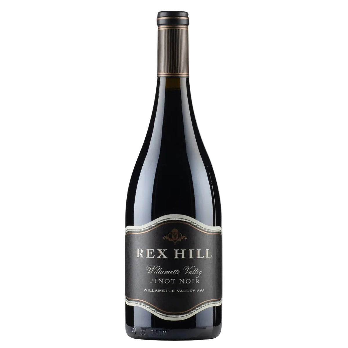 Rex Hill Willamette Valley Pinot Noir 2019 red wine bottle with elegant black and gold label. Premium Oregon Pinot Noir from FINE & WILD.