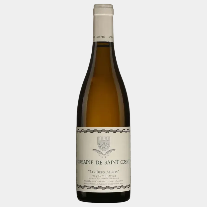 Wine bottle with a visible label on a white background