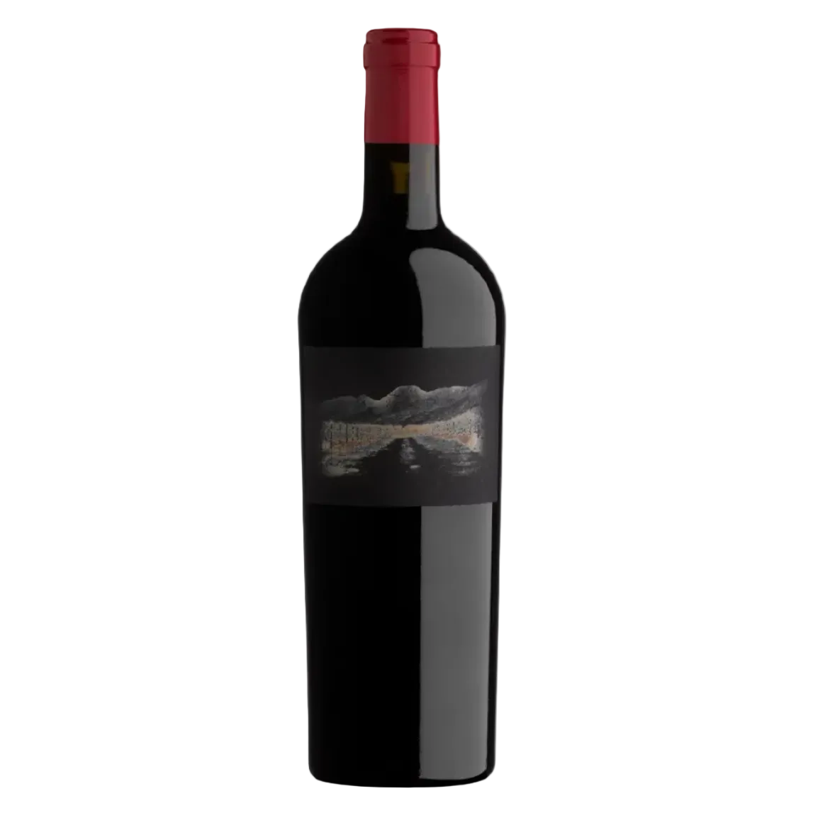 Black Shannon Vineyards wine bottle with a dark label featuring a mountain landscape, red foil capsule, and slender shape, ideal for red wine lovers.