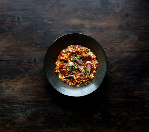TOULOUSE SAUSAGE & DUCK CASSOULET WITH NDUJA CRUMB