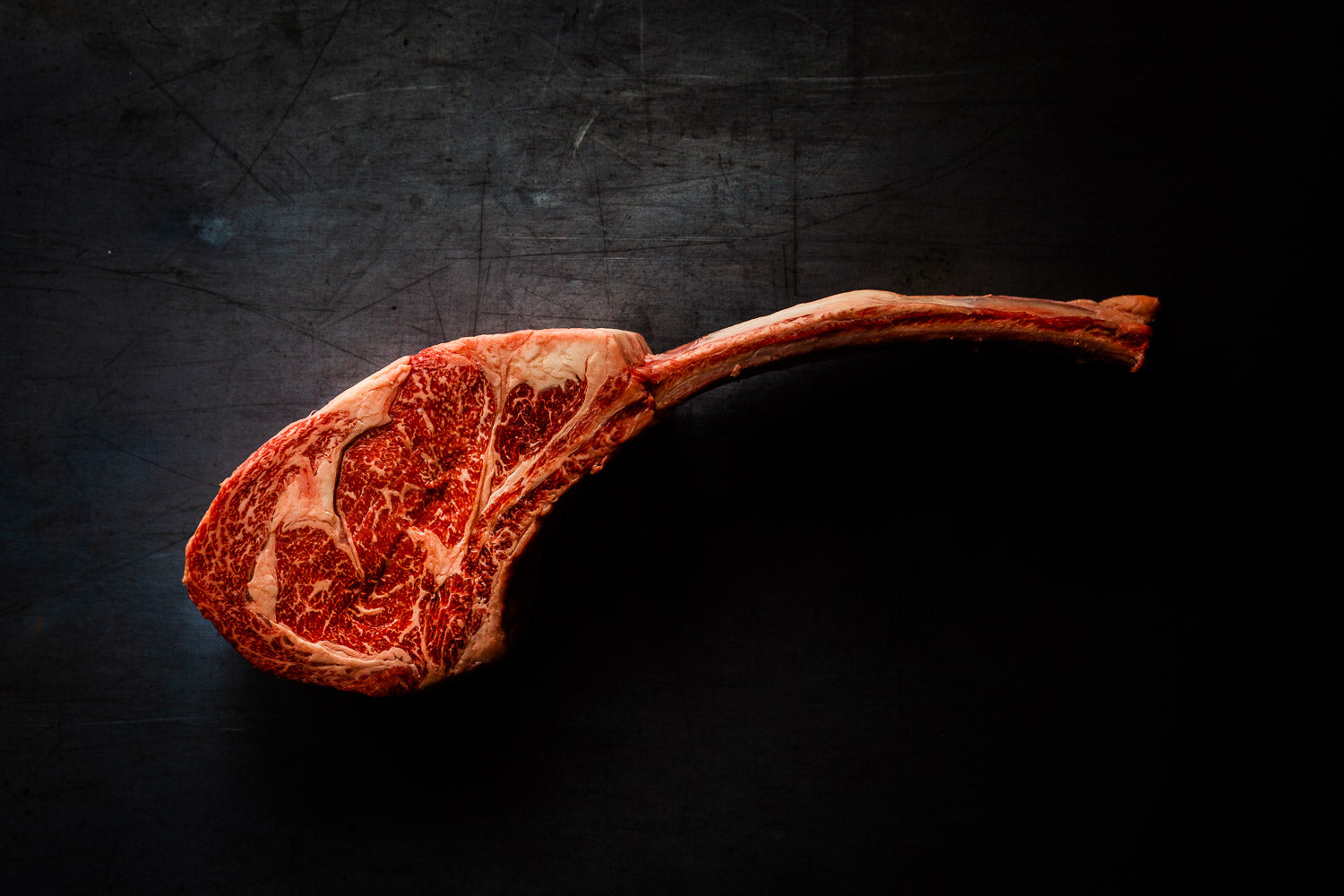 Australian Wagyu tomahawk showing characteristic marbling