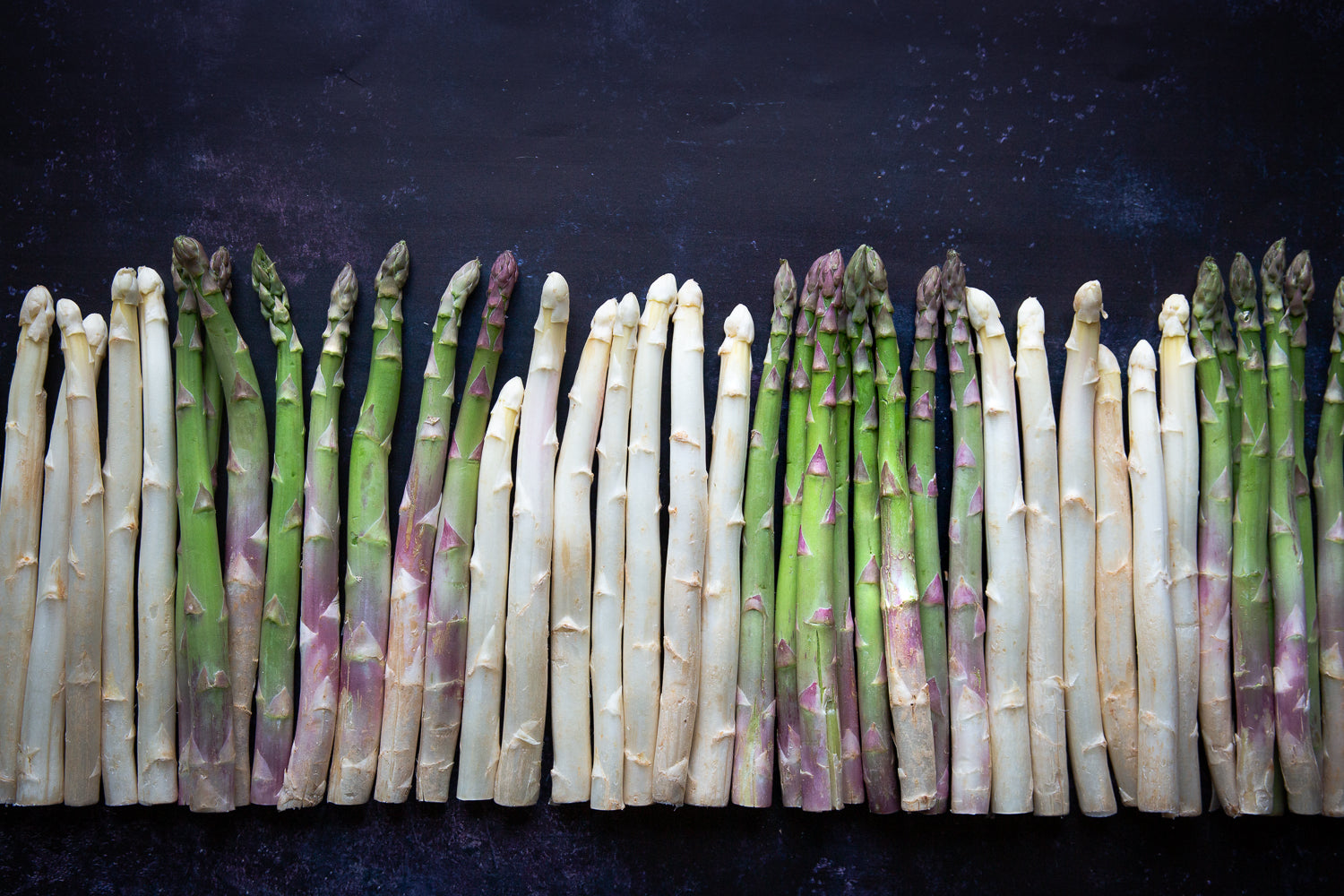 Loire Valley green asparagus alongside white asparagus