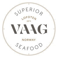 Logo of VAAG Lofoten Seafood with text and circular design.