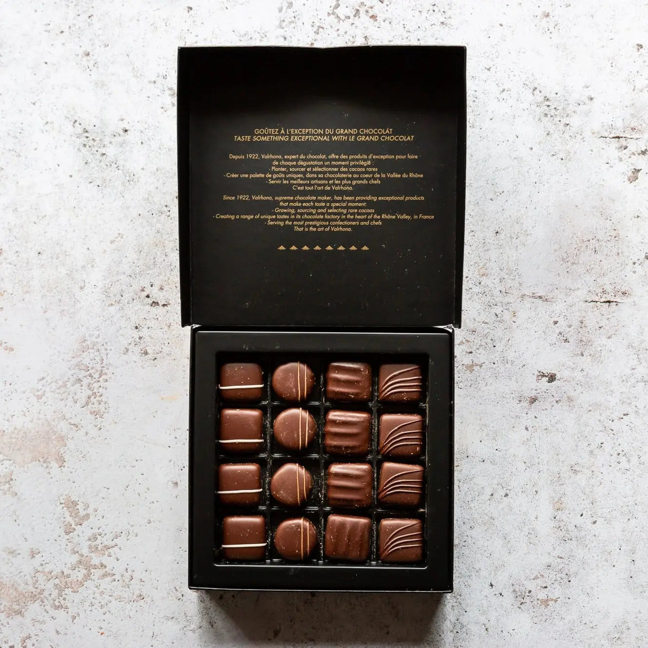 VALRHONA 16 FINE DARK CHOCOLATES 160g 